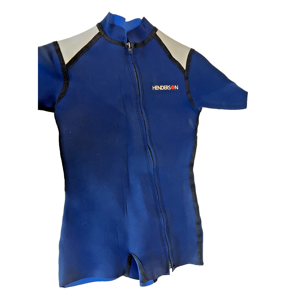 Henderson Wetsuit Blue White Colorblock Asymmetrical Zip Size M-Male L-Female